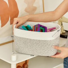R RUNKA bathroom storage basket holds toiletries with soft cotton rope texture
