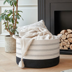 R RUNKA XXXLarge basket filled with blankets highlights large capacity for living spaces.
