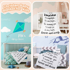Rtteri bible verse swaddle blanket design in black on white for christening style.