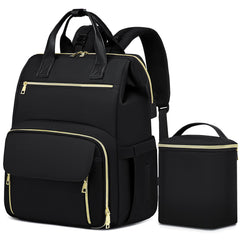 RUCYEN breast pump backpack front view with roomy space for on-the-go pumping gear.