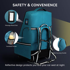 RUCYEN rolling car seat bag four wheels enables smooth rolling through airports
