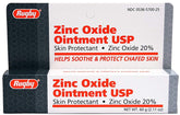 Rugby Laboratories zinc oxide 20% ointment bottle for skin protection and irritation relief.