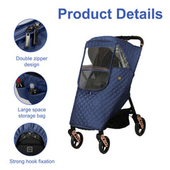 Ruiqas stroller rain cover windows highlights clear PMMA window for visibility.