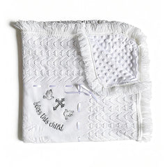 Runeaoys baptism blanket cross embroidery close-up keepsake photos