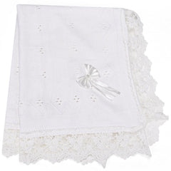 Runeaoys baptism blanket with heart-knit design offers gentle warmth for christening moments.
