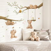 Runtoo bear wall sticker forest scene enhances kids room decor and imaginative play.