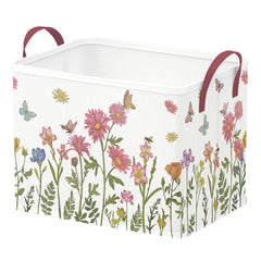Runtoo Boho Flower Baby Basket closeup showing sturdy stitching for tidy nursery storage