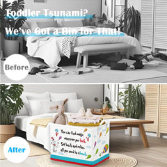 Runtoo waterproof-lined book basket keeps towels and toys dry in bathrooms or nurseries.