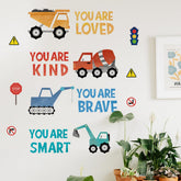 Runtoo construction wall decals boho trucks brighten kids room with playful charm.