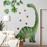 Runtoo dinosaur wall decal with palm leaves creates a lush nursery focal point.