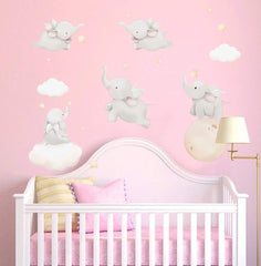 Runtoo Elephant Wall Decal space-theme creates a dreamy wall accent for curious minds.