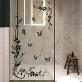 Runtoo Flower Vines wall stickers show butterflies on glass for private, stylish atmosphere