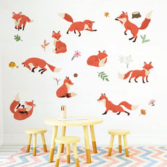 Runtoo fox wall decal forest scene brightens a nursery for imaginative play.