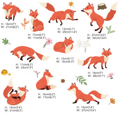 Runtoo multi-fox decal creates dynamic classroom mural with friendly woodland animals.