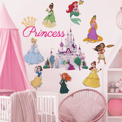 Runtoo princess wall decals with castle designs create magical bedroom focal point for kids