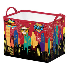 Runtoo Spider Web Nursery Basket front view with upright stand for quick toy storage.