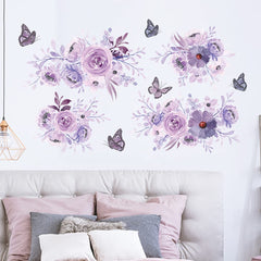 Runtoo vinyl wall art peony butterflies is waterproof and easy to apply in bathrooms or bedrooms