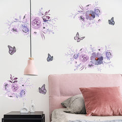 Runtoo watercolor peonies with butterflies wall sticker creates soft artistic ambiance in living spaces