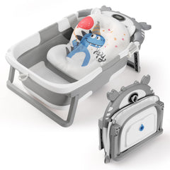 RURING baby bathtub collapsible folding for compact storage and travel convenience.