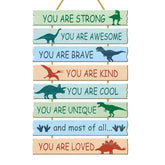 Rutiyoka dinosaur room decor eight-piece wood sign ready to hang for kid-friendly wall art
