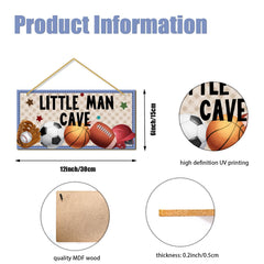 Rutiyoka Little Man Cave with sports theme detail, ideal for boy's bedroom door décor.