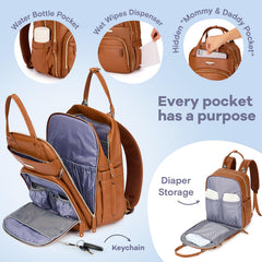 RUVALINO diaper bag backpack compartments demonstrate generous pockets
