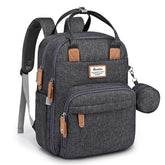 RUVALINO diaper bag backpack front view showing roomy layout for travel-ready baby supplies.