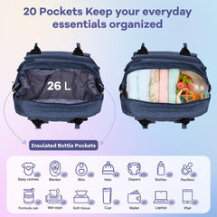 RUVALINO diaper bag backpack insulated bottle pockets maintain temperature during outings.