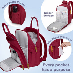 RUVALINO Diaper Bag Backpack interior reveals laptop pocket and mesh organizers for quick access.