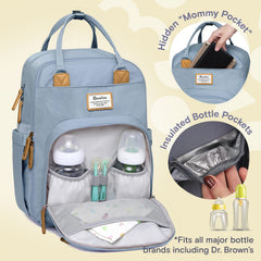 RUVALINO diaper bag backpack open compartments enables quick access while multitasking.