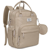 RUVALINO diaper bag backpack side view showing roomy pockets for quick bottle access.
