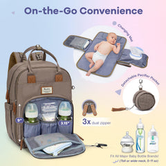 RUVALINO diaper bag backpack stroller straps enable hands free transport
