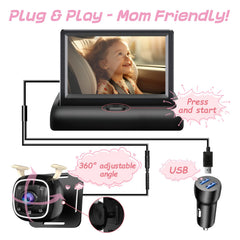 RVGoNow 1080p camera close-up demonstrates sharp visuals for clear rear-seat monitoring