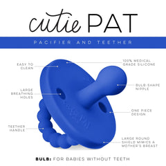 Ryan and Rose Cutie PAT Bulb teether handle close-up with ridges for gum relief.