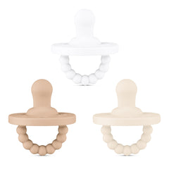 Ryan & Rose Cutie PAT pacifier canvas 3-pack closeup shows sturdy design for soothing comfort.