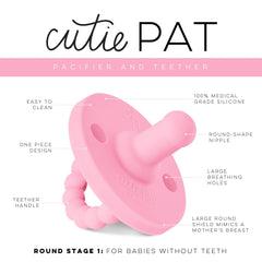 Ryan & Rose Cutie PAT teether closeup showing stage 1 silicone chewable texture.