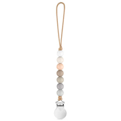 Ryan & Rose Georgia pacifier clip linen with metal clip keeps pacifier secure and clean.