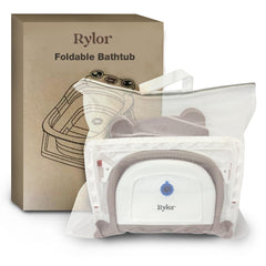 Rylor baby bath tub adjustable cushion supports growing infant comfortably.