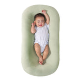 Saanerueen baby lounger green cover offers cozy, breathable comfort for newborns.