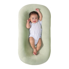 Saanerueen baby lounger green cover offers cozy, breathable comfort for newborns.