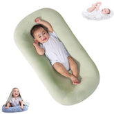 Saanerueen baby lounger green top view highlights a safe, compact play space.