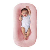 Saanerueen baby lounger pink cover shows a cozy, safe spot for newborn lounging.