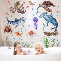 Sabary glow ocean wall decals dolphin turtle promote playful learning during glow time