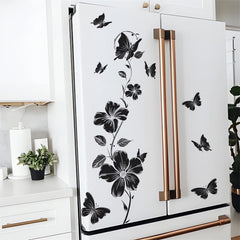 Sacinora black flower butterfly vine wall sticker for kitchen cabinets with simple removal.