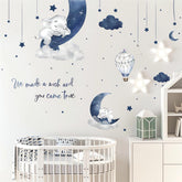 Sacinora Dream Blue Grey Elephant wall sticker brightens nursery decor with calm tones