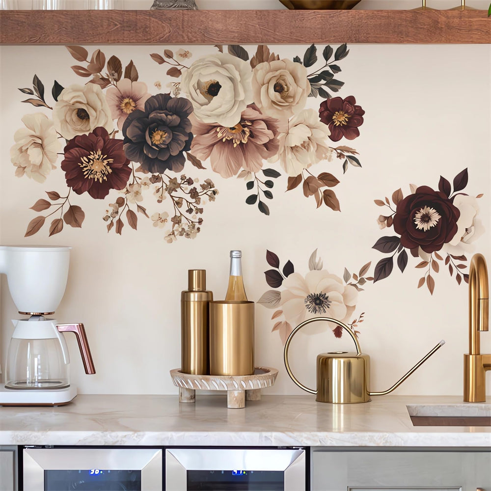 sacinora elegant peony rose wall sticker for living room adds timeless charm and easy peel-and-stick appeal.