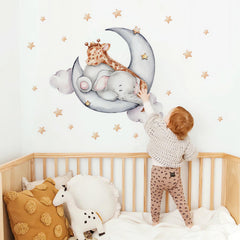 sacinora moon and stars cartoon wall decal adds dreamy ambiance and kid-friendly charm