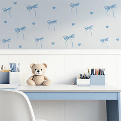 Sacinora nursery bedroom decor blue bow sticker adds cute focal point to walls.