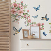 Sacinora peach blossom branch wall sticker living room scene for elegant, removable decor.
