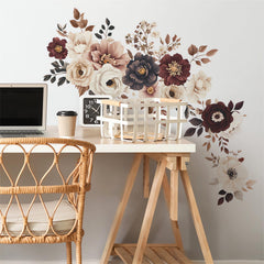 sacinora peony-rose wall sticker for kitchen-dining brightens space with easy repositionability and washable finish.